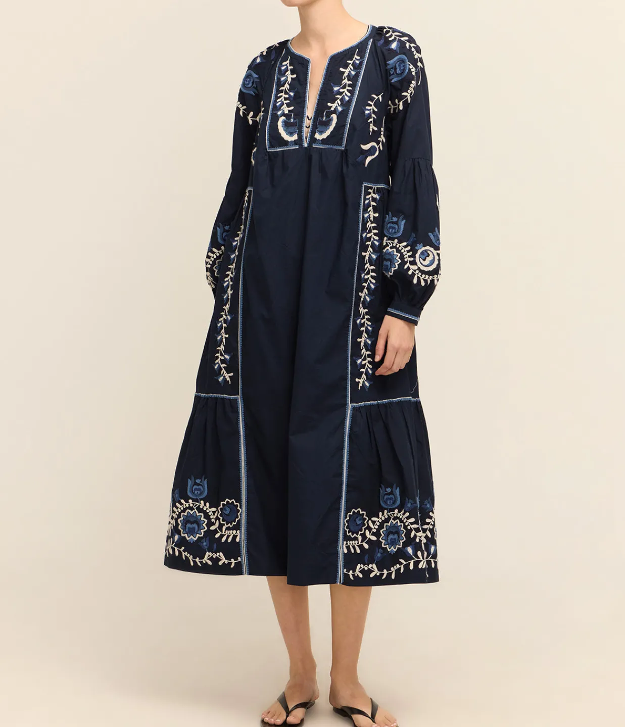 Sea NY Inga Embroidery Long Sleeve Dress in Navy Best Sale