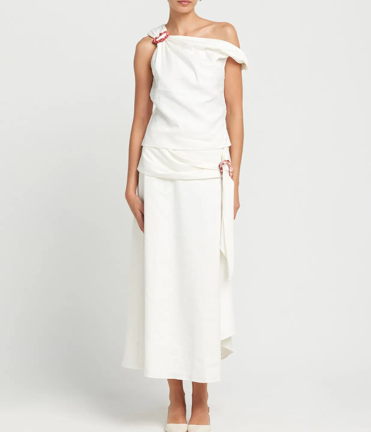 Anna Quan Ingrid Maxi Linen Skirt in Ivory Shop