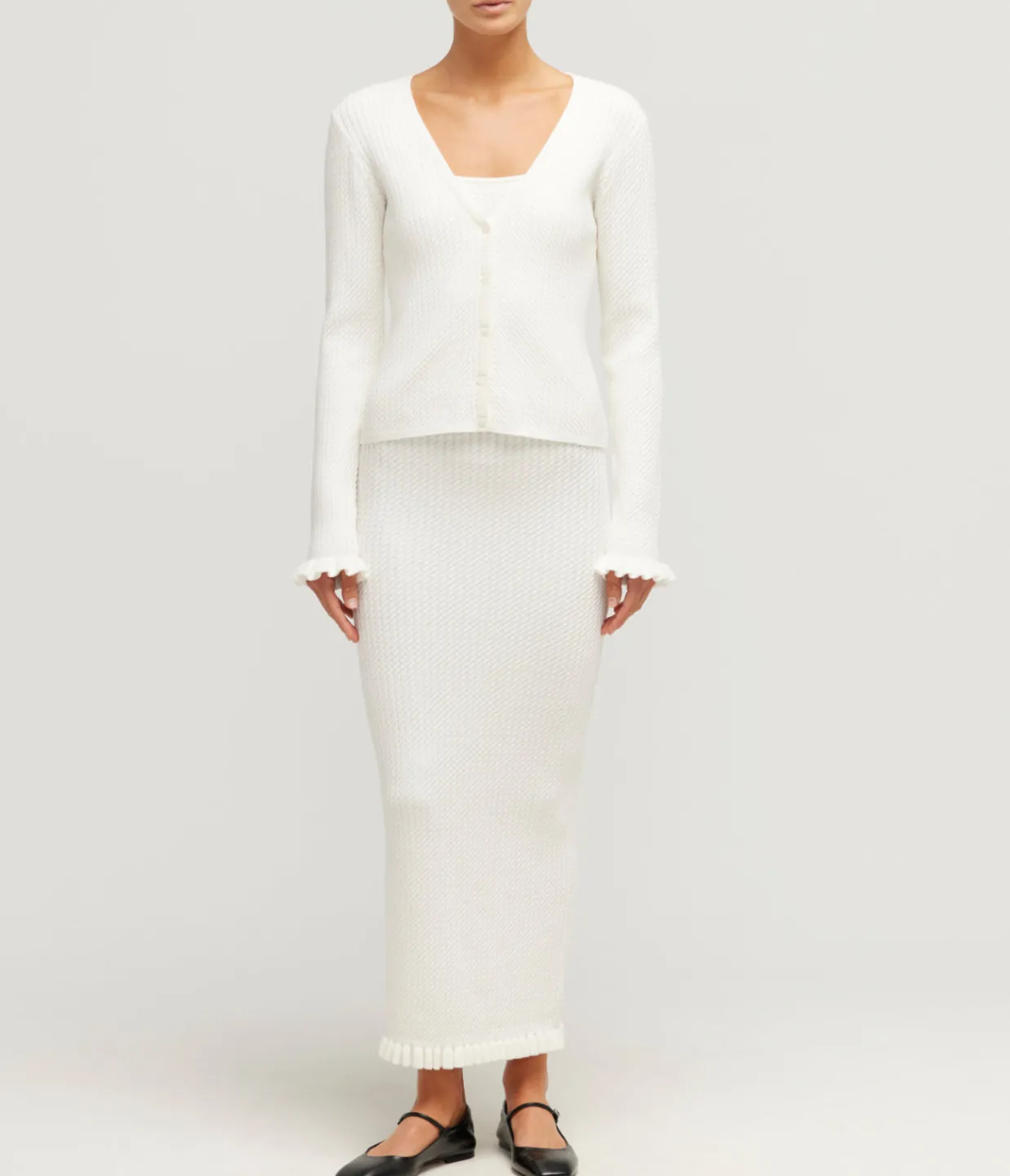 Posse Iris Knitted Cardigan in Bone Store
