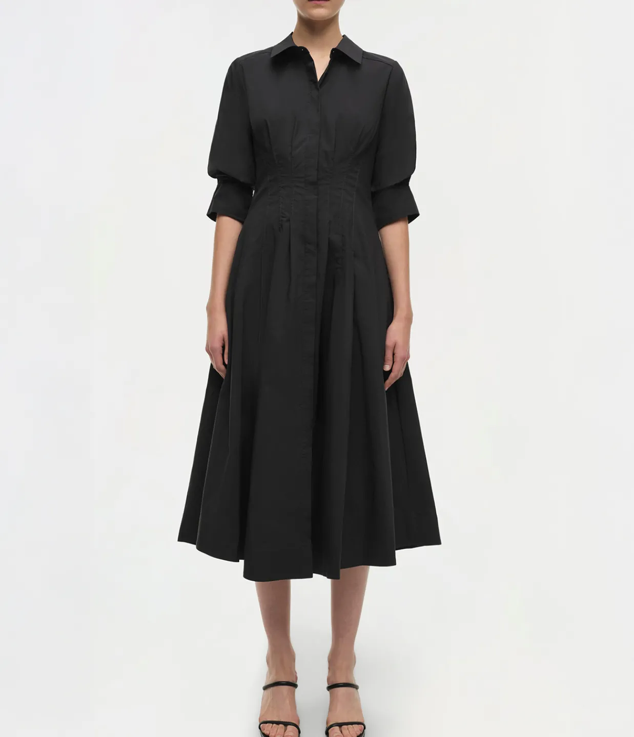 Simkhai Jazz Pintuck Midi Dress in Black Hot