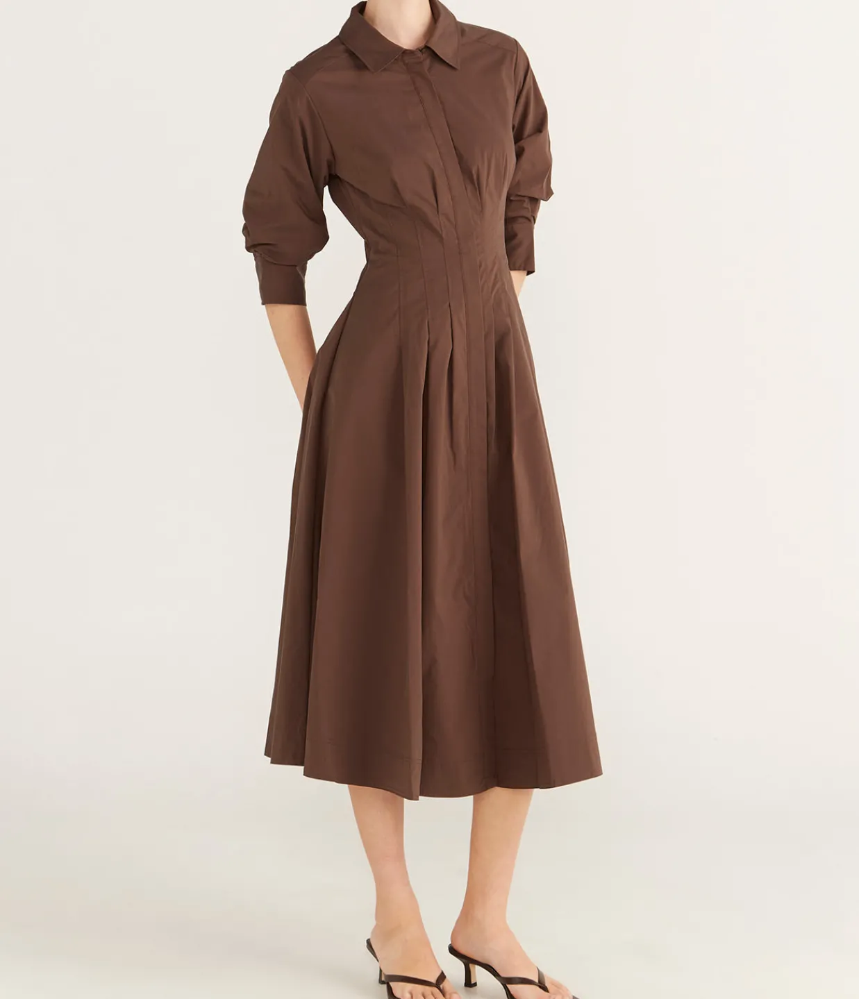 Simkhai Jazz Pintuck Midi Dress in Chocolate Online