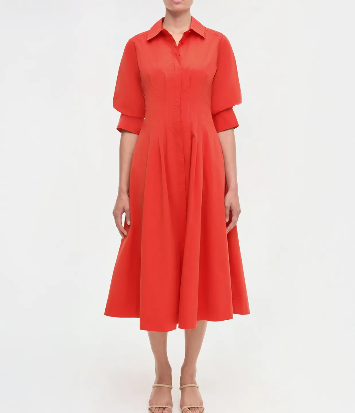Simkhai Jazz Pintuck Midi Dress in Fiery Red Best