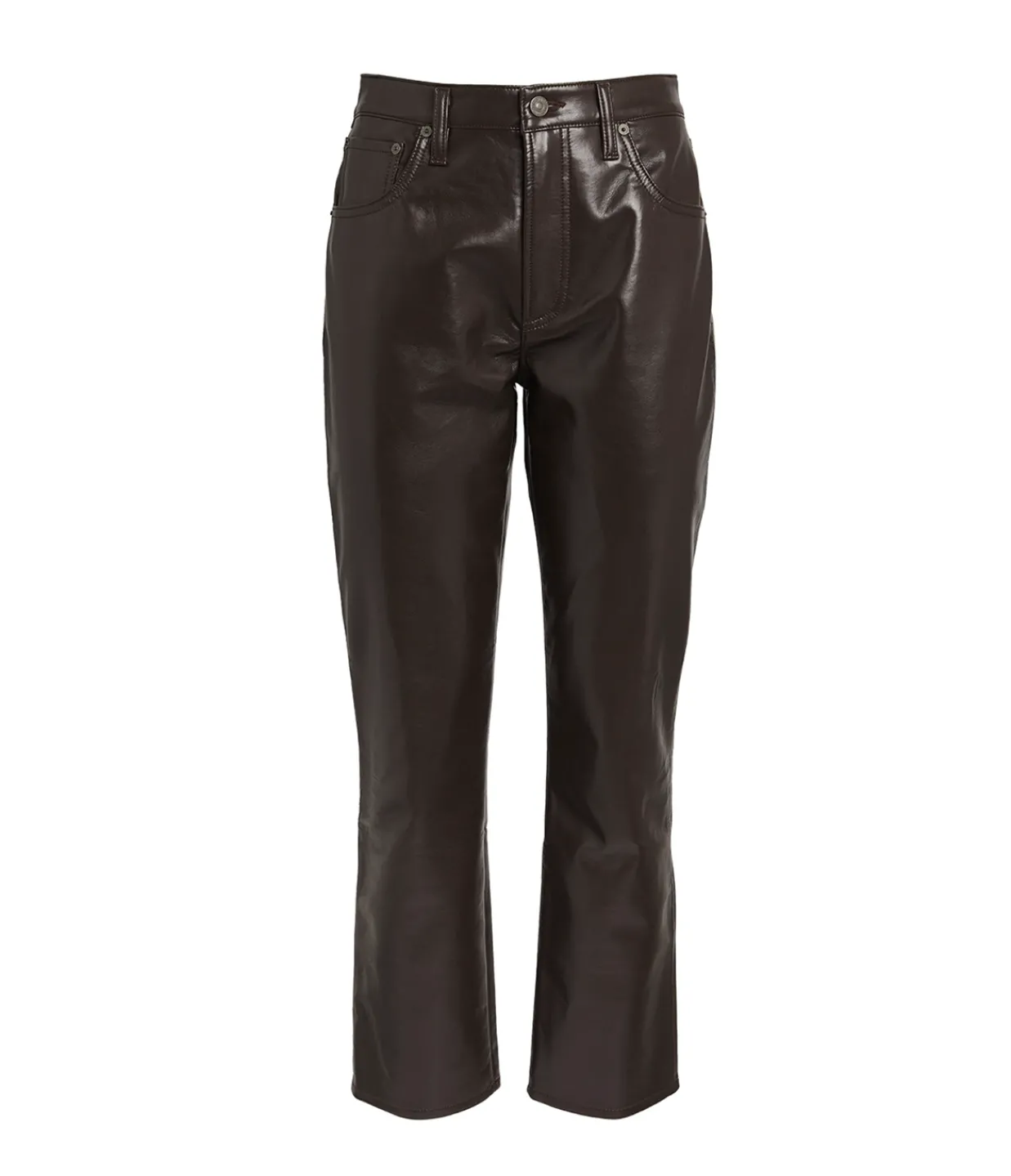 Citizens of Humanity Jolene High Rise Slim Recycled Leather Pant in Chocolate Best