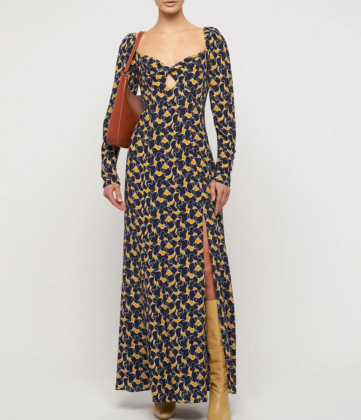 Staud Josephine Dress in Navy Abstract Wave Store