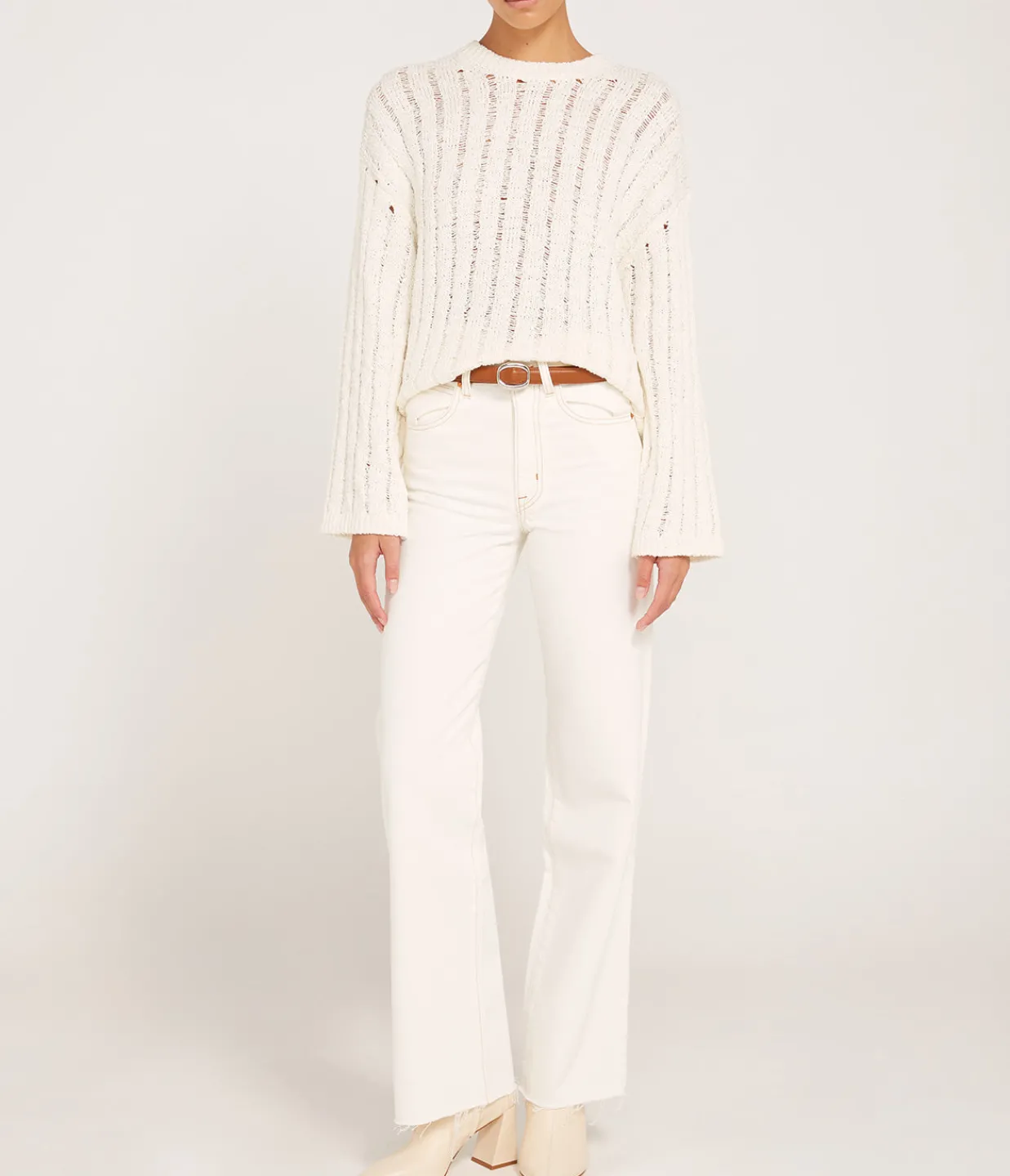 Samsoe Samsoe Julia Crew Neck Knit in Pristine Shop