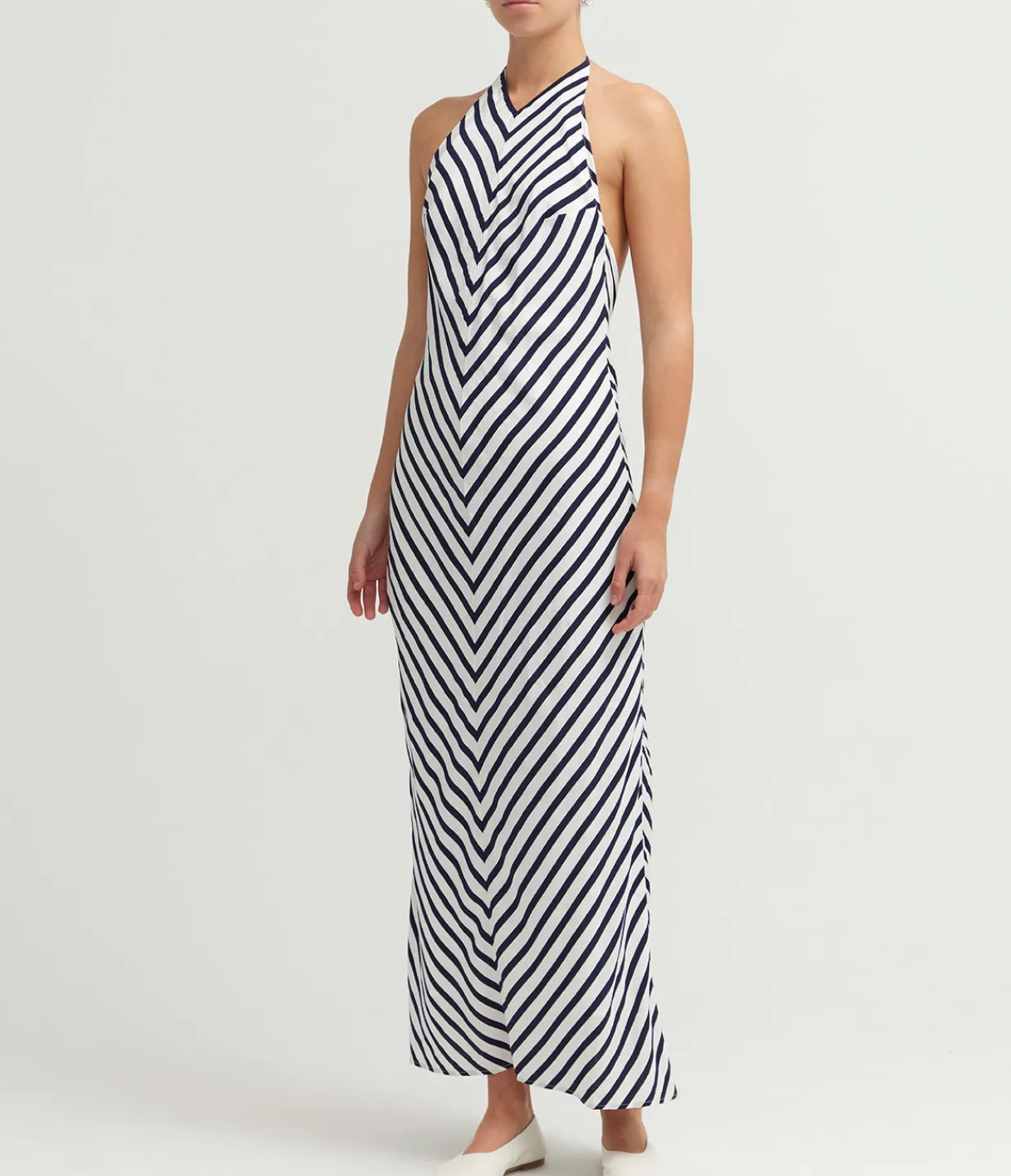 Staud Julie Dress in White and Navy Stripe Shop