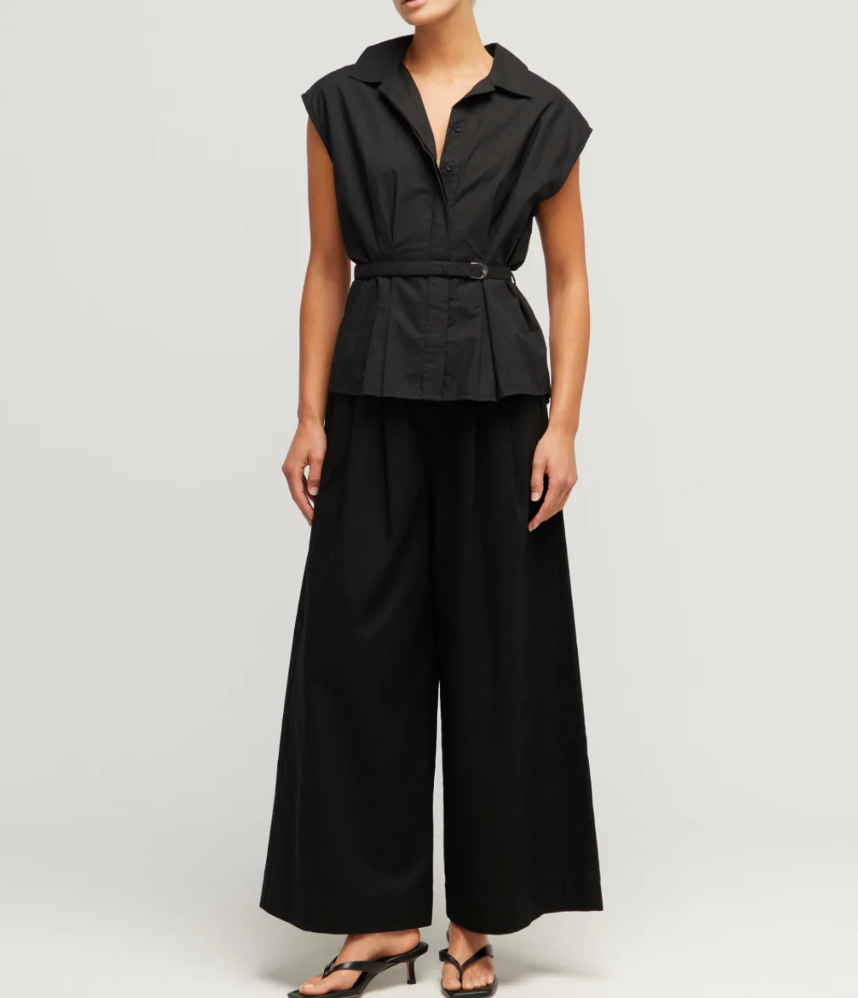 Posse Juno Belted Shirt in Black Cheap