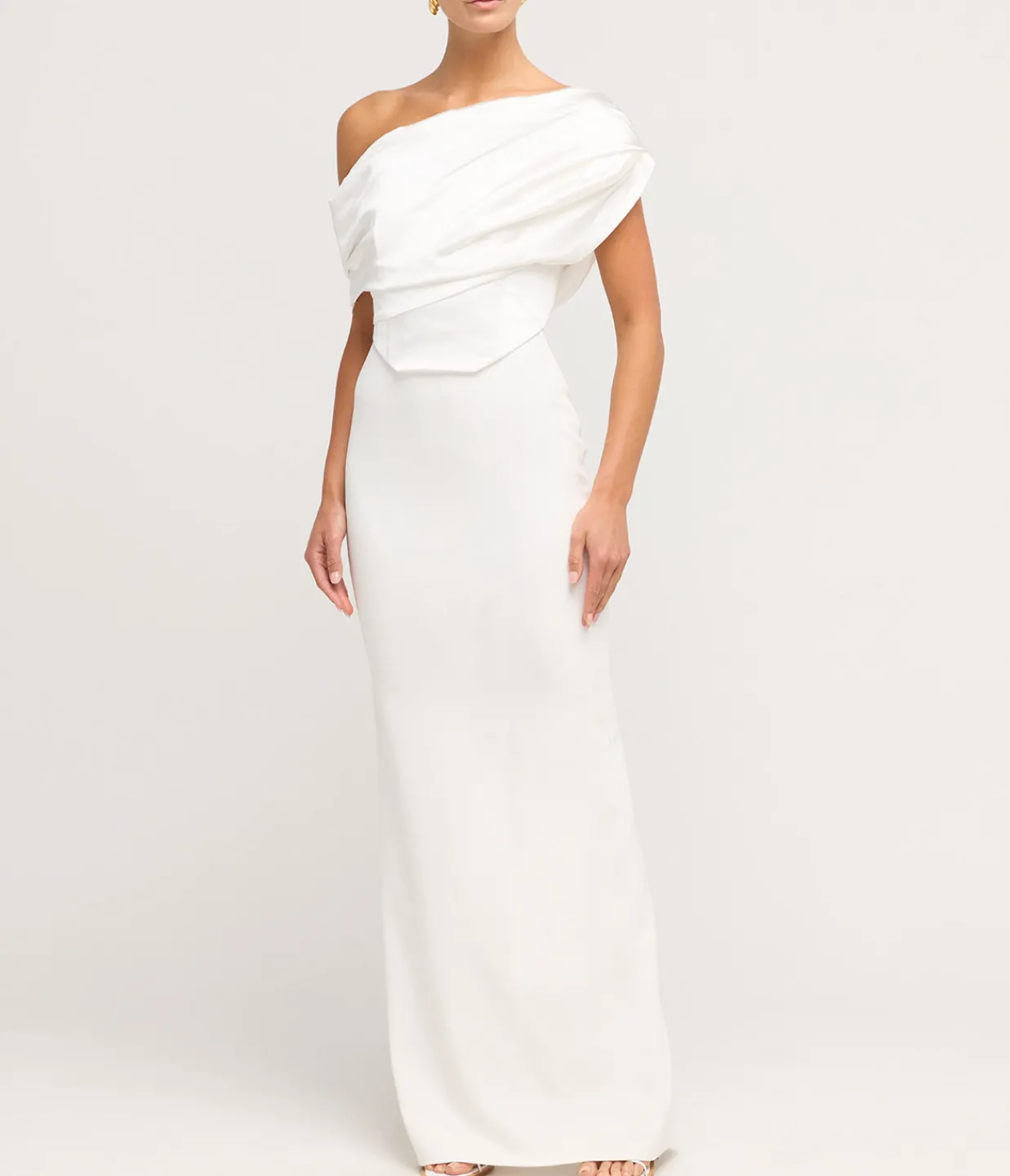 Solace London Kara Knit Satin Maxi Dress in Cream Hot