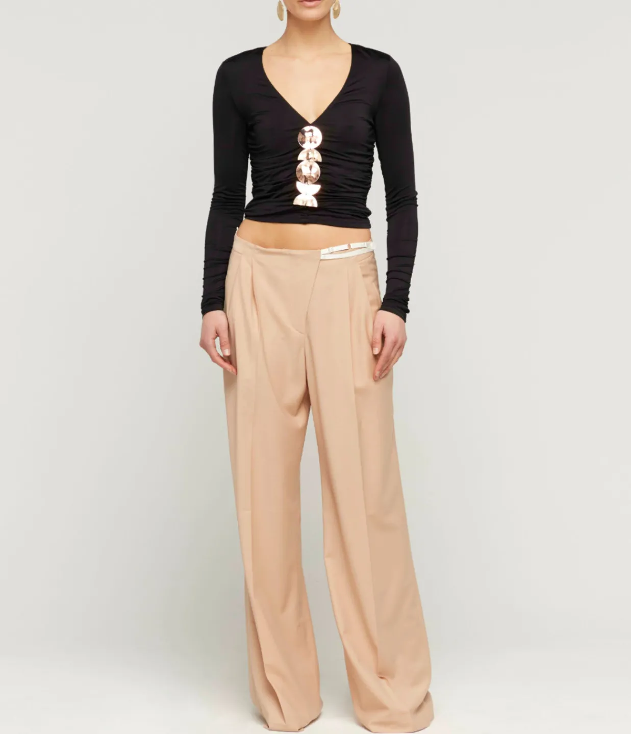 Cult Gaia Keira Long Sleeve Top in Black Flash Sale