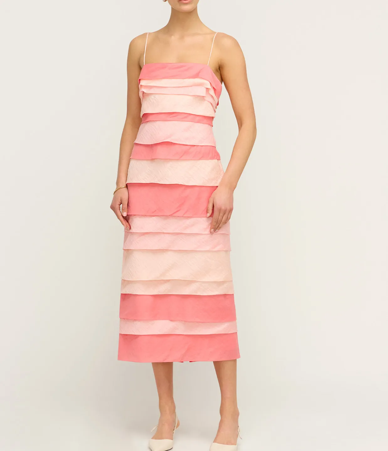 Acler Kirton Midi Dress in Pearl and Pink Best