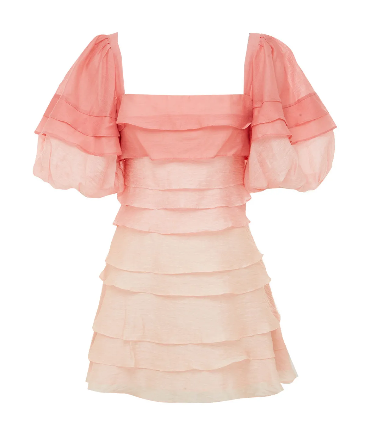 Acler Kirton Puff Sleeve Mini Dress in Pearl and Pink Cheap