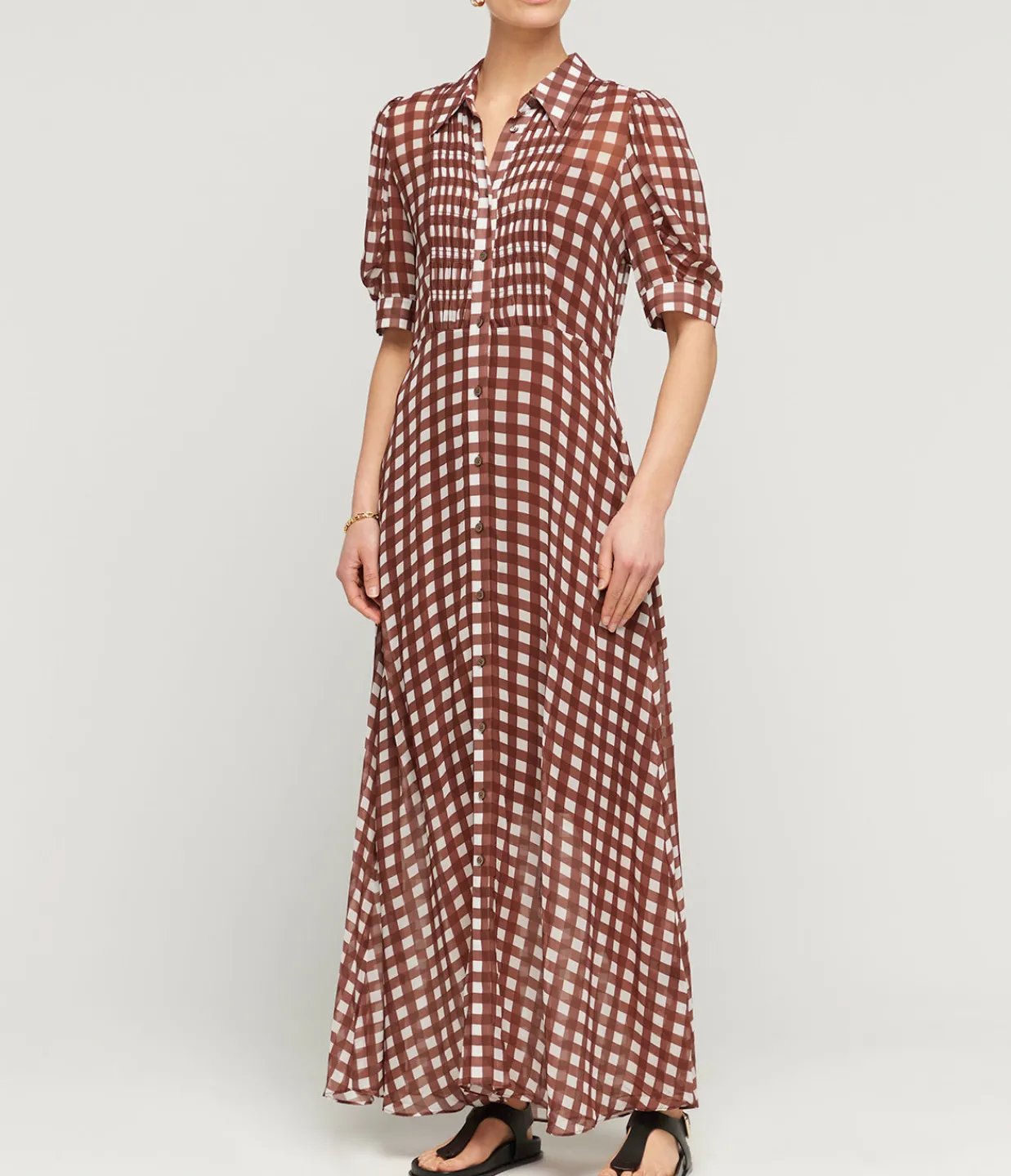 Lee Mathews Kitty Shirtdress in Chocolate Outlet