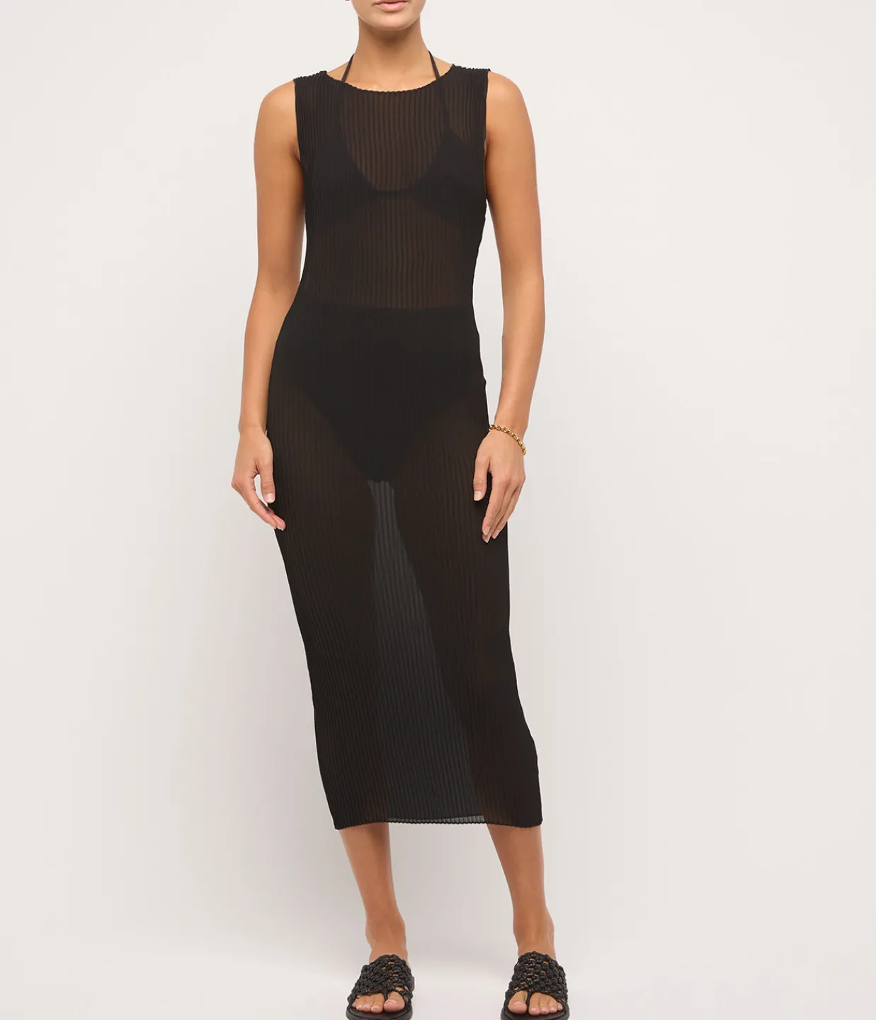 Anemos Knife Pleated Dress in Black Online