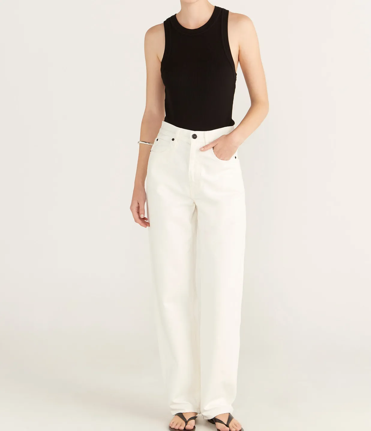 SLVRLAKE Koko High Rise Straight Jean in White Best Sale