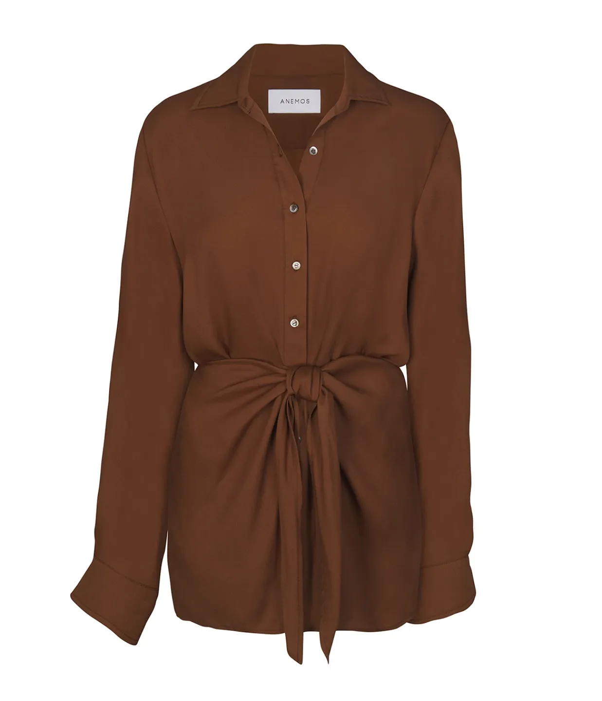 Anemos LA Cupro Wrap Silk Mini Dress in Tawny Outlet