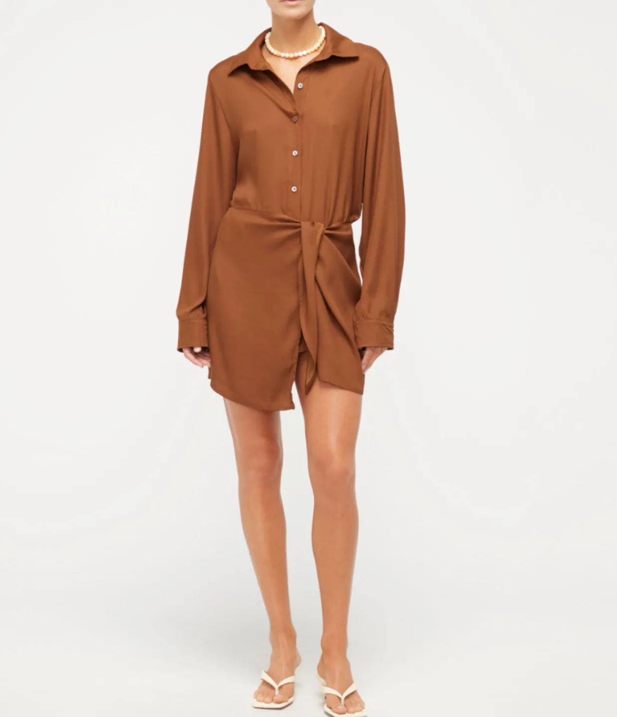 Anemos LA Cupro Wrap Silk Mini Dress in Tawny Outlet