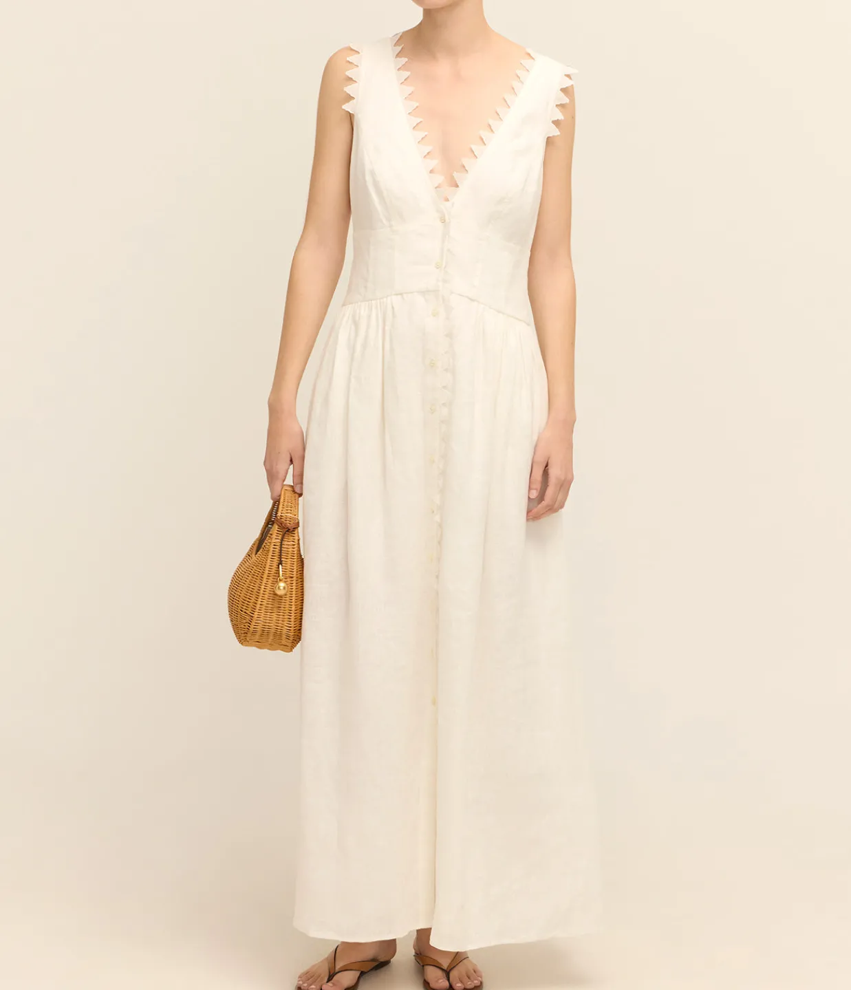 Oroton Lace Trim Apron Dress in White Store