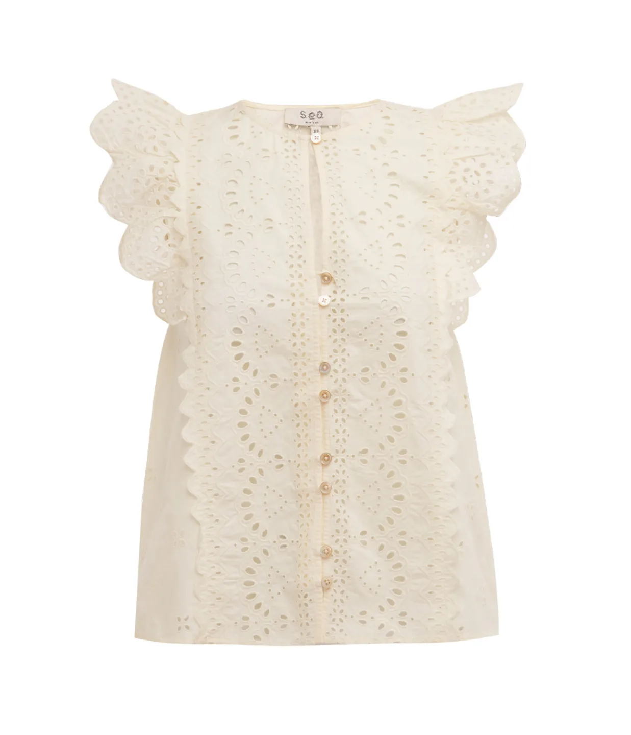 Sea NY Lainey Embroidery Tank Top in Cream Sale