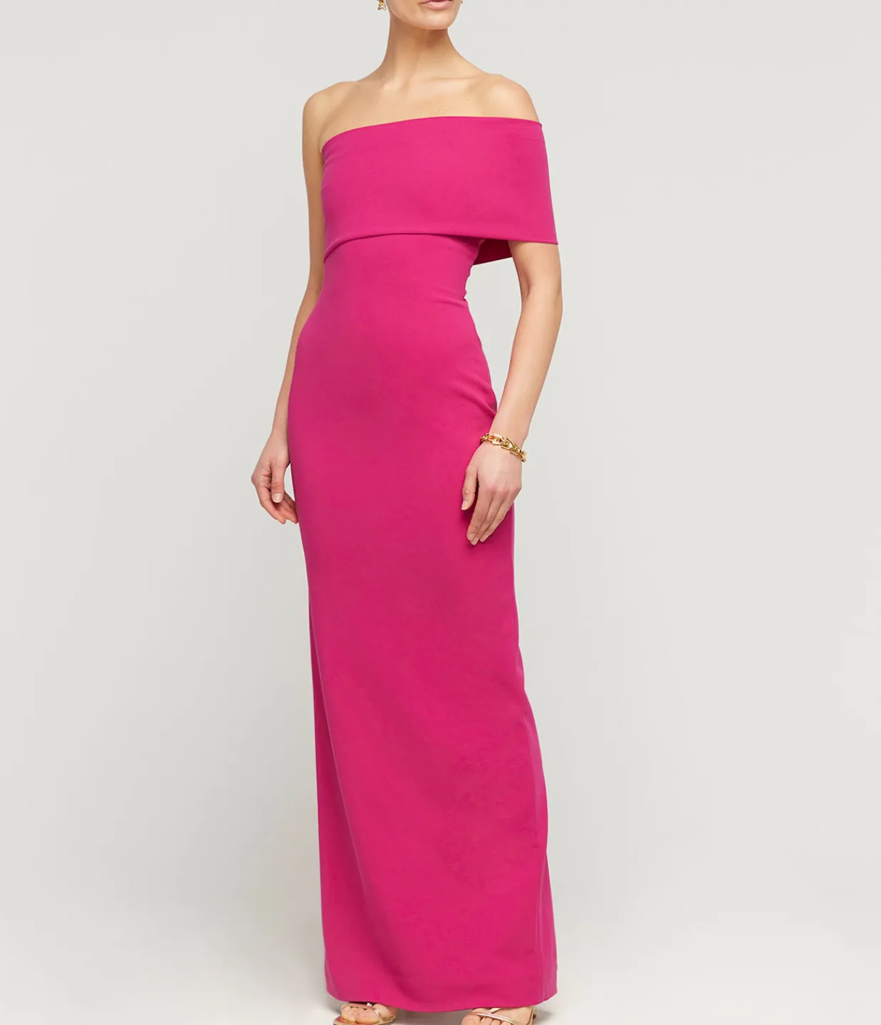 Solace London Lana One Shoulder Crepe Knit Maxi Dress in Fuchsia Cheap