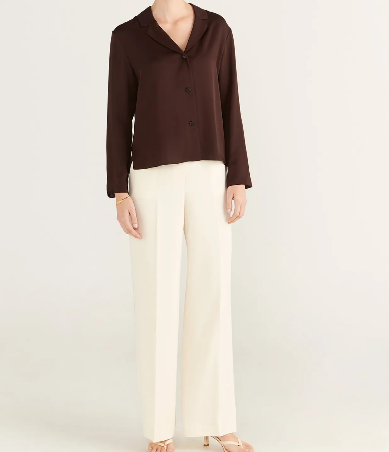 Theory Lapell Collared Blouse in Hickory Discount