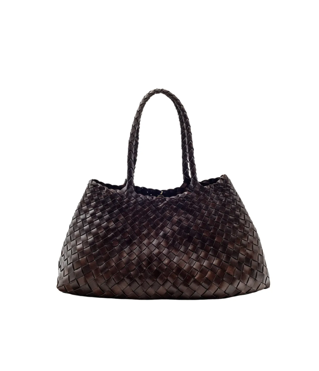 Dragon Diffusion Large Santa Croce Leather Bag in Dark Brown New