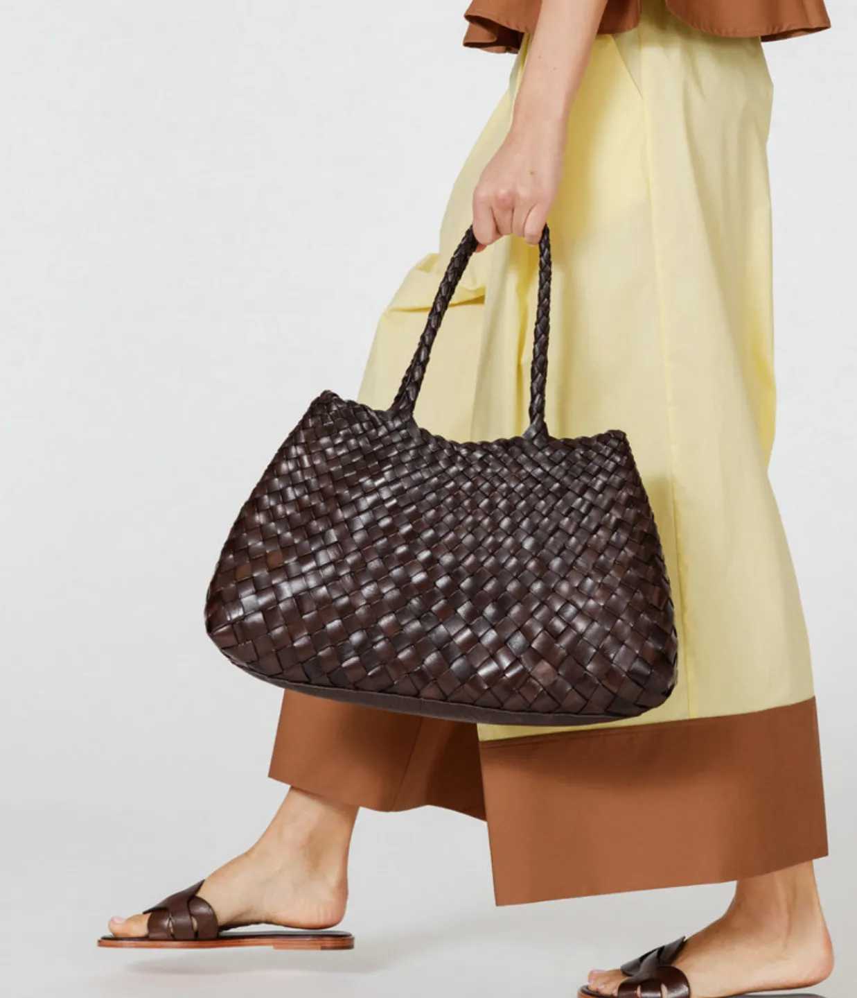 Dragon Diffusion Large Santa Croce Leather Bag in Dark Brown New