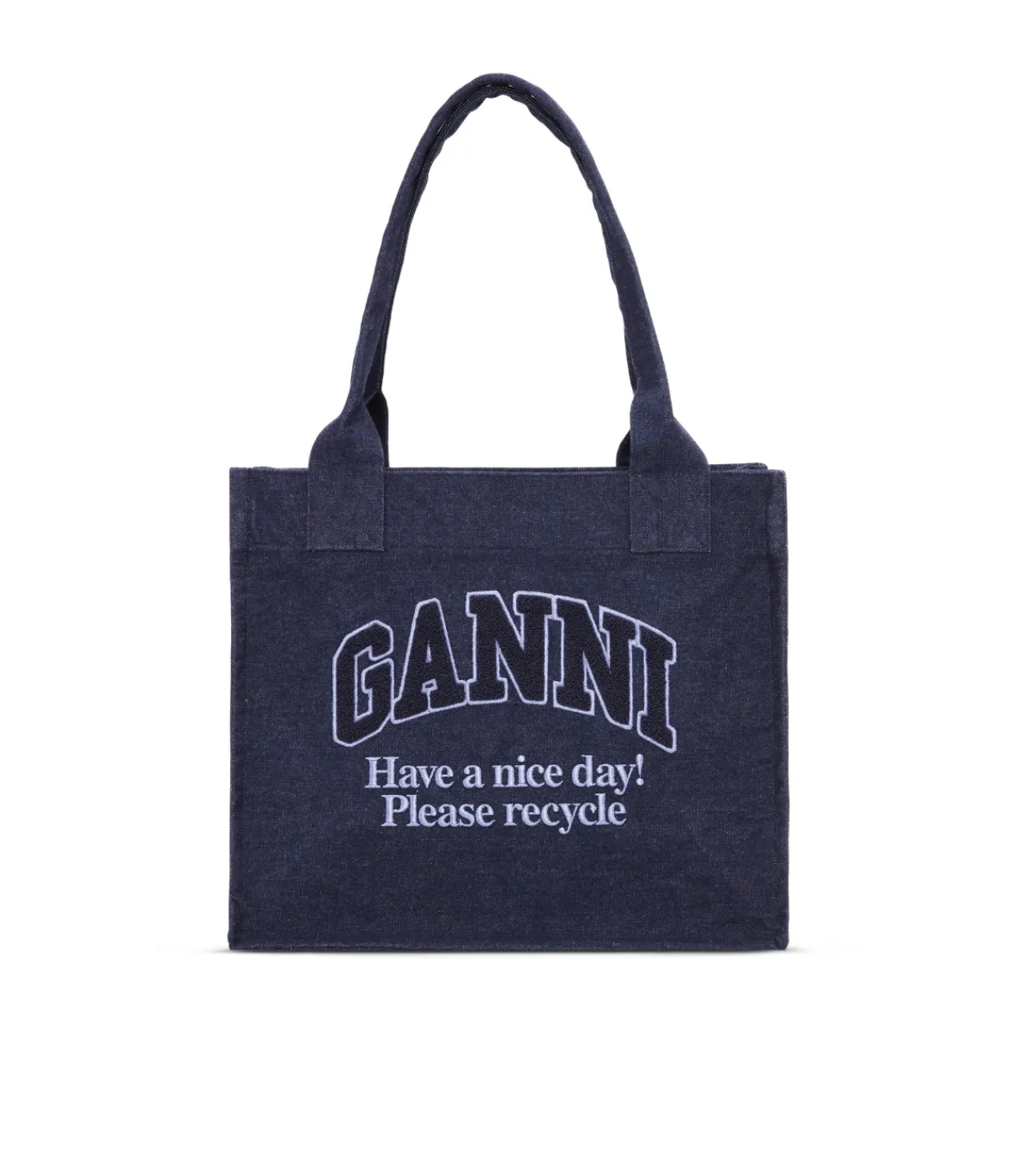 Ganni Large Shopper Bag in Denim Sale