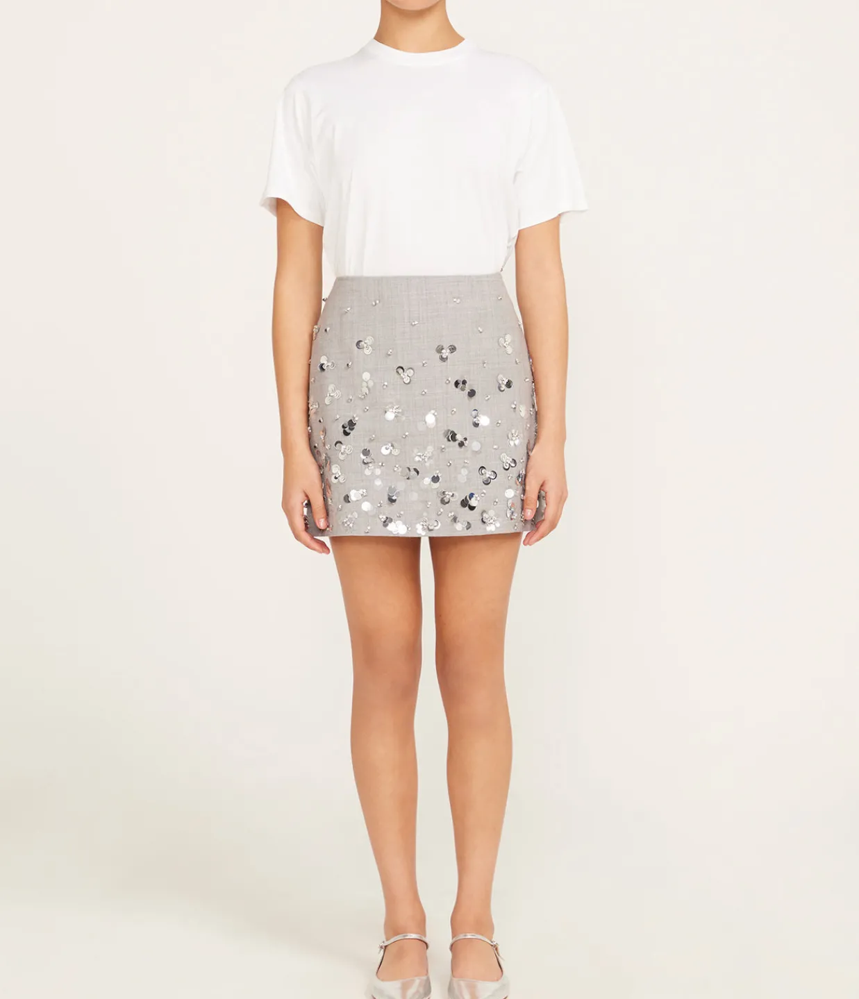 Simkhai Larissa Embelished Mini Skirt in Heather Gray Fashion