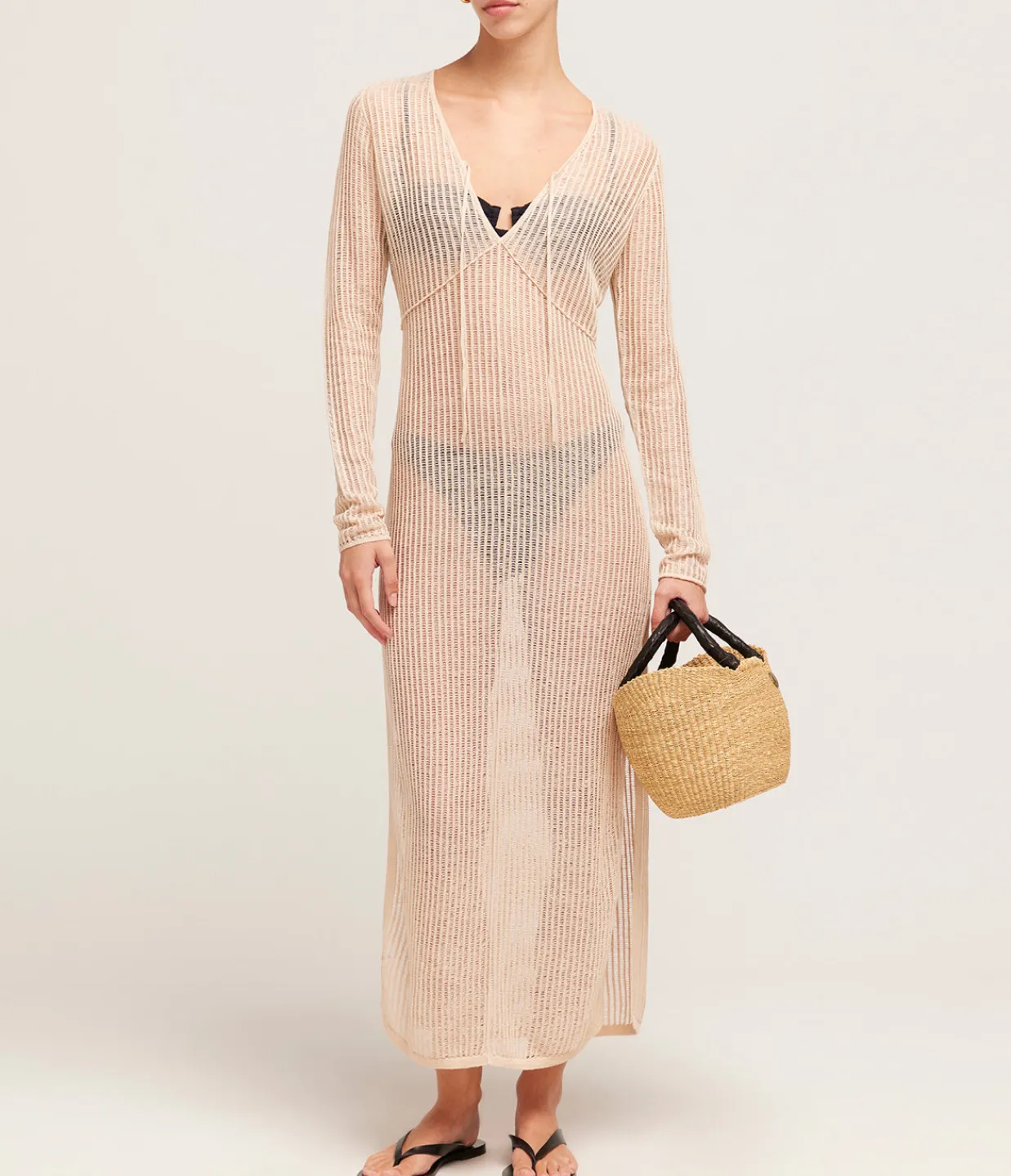 Zulu & Zephyr Lattice Knit Dress in Husk Cheap