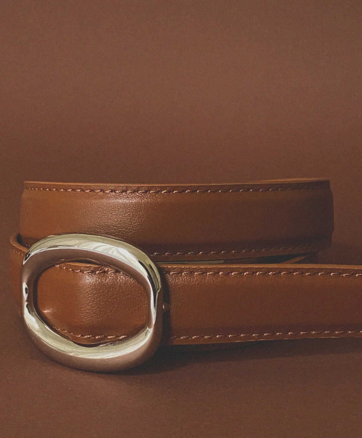 Refine Lauren Leather Belt in Tan and Silver Online