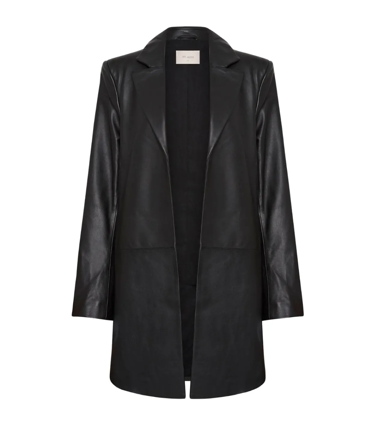 St Agni Leather Longline Jacket in Black Discount