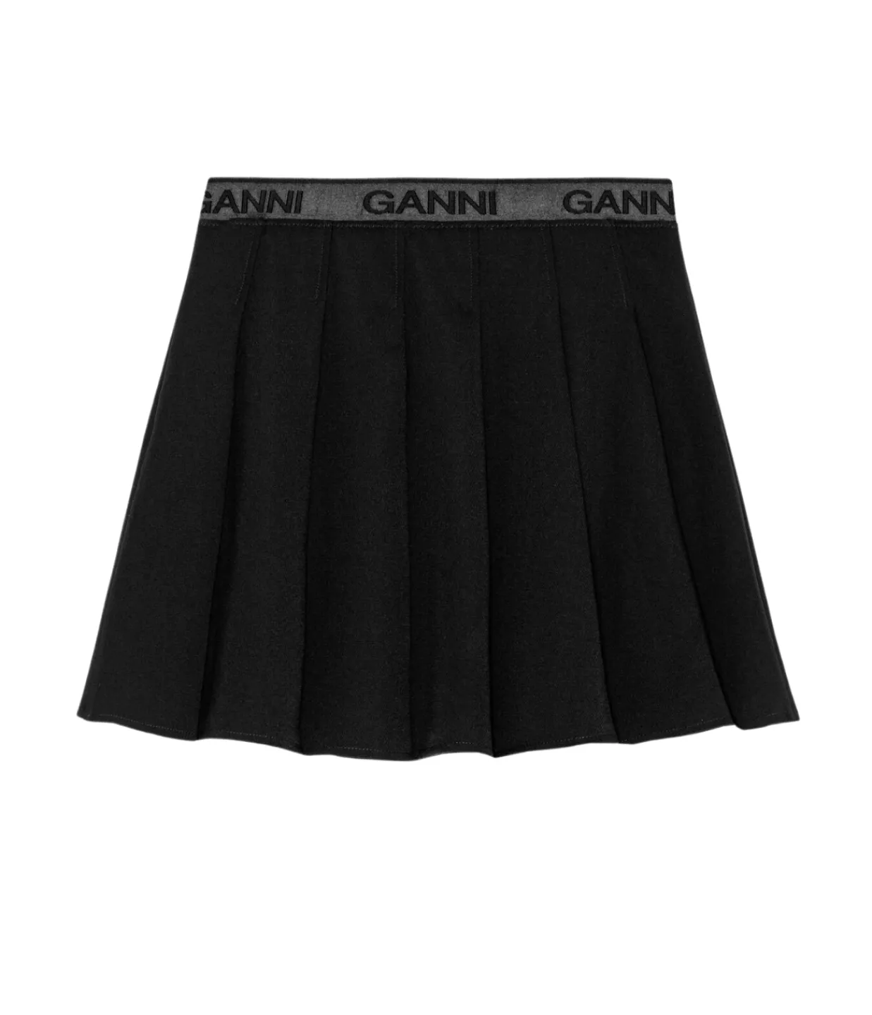 Ganni Light Twill Pleated Mini Skirt in Black Best