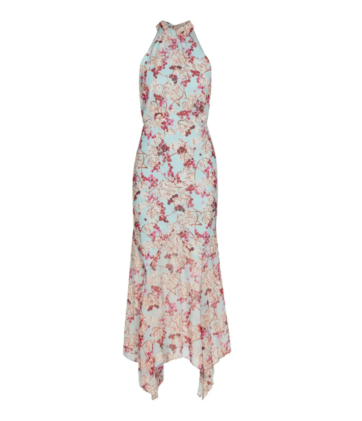 Saloni Lila Silk Halterneck Dress in Mulberry Day Clearance