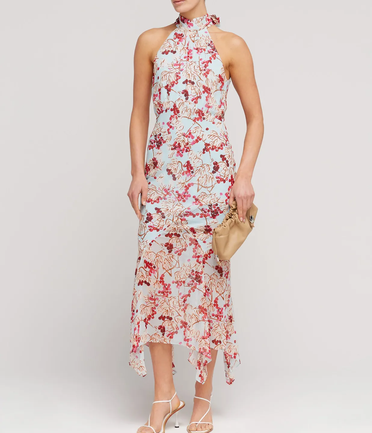 Saloni Lila Silk Halterneck Dress in Mulberry Day Clearance
