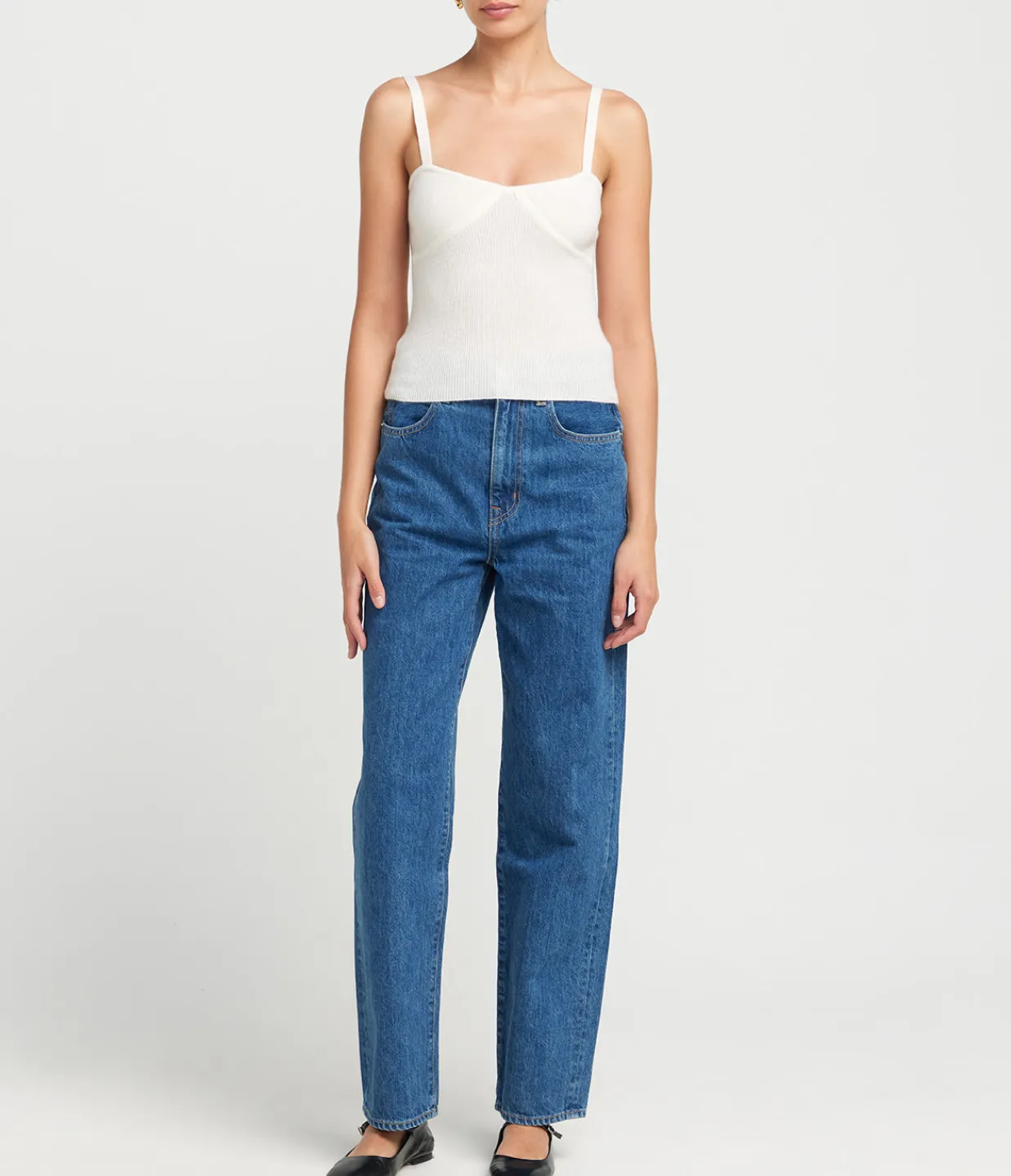 Almada Liv Cashmere and Merino Strappy Knit Top in Cream Outlet