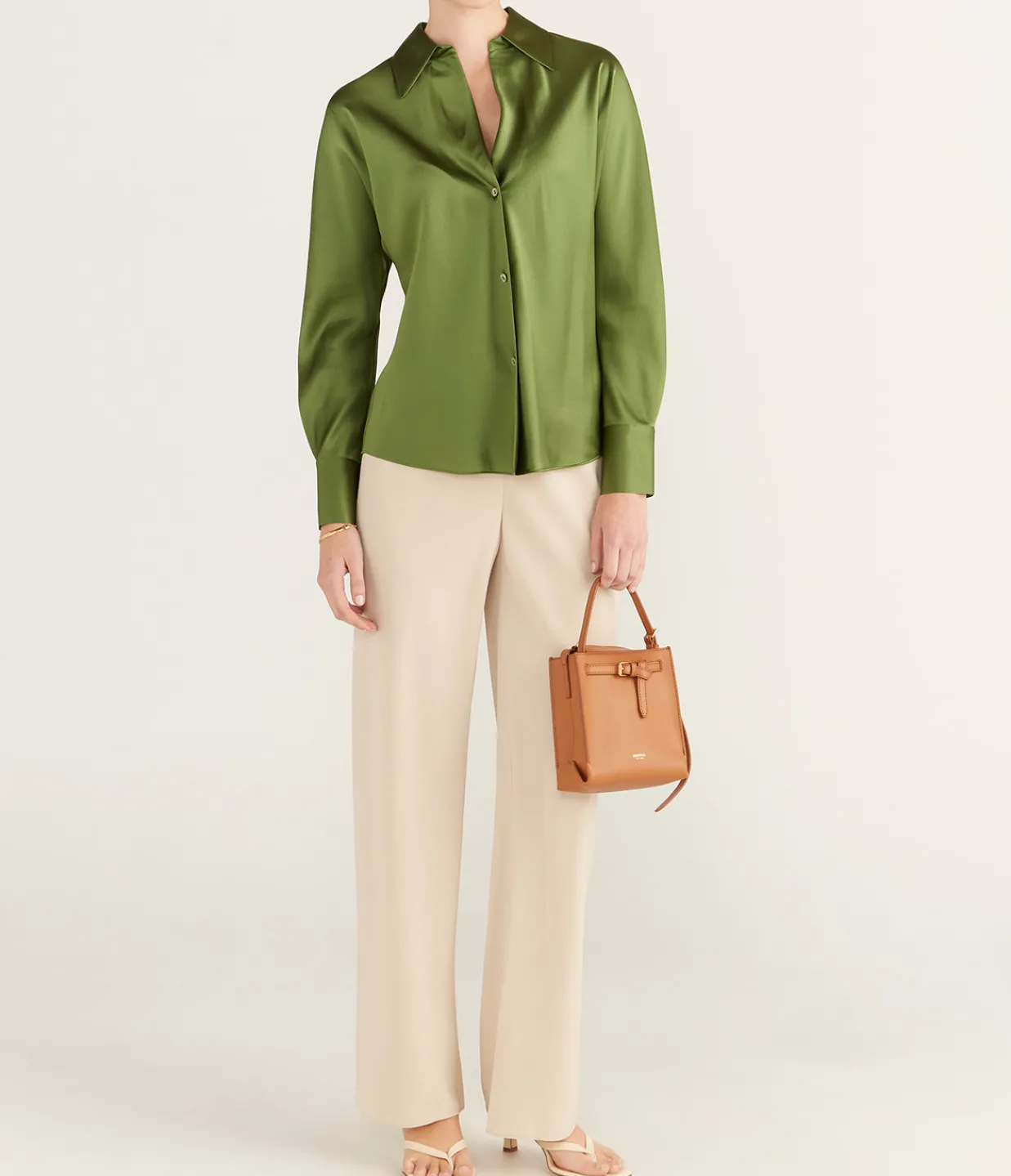 Vince Long Sleeve Bias Blouse in Sycamore Best Sale
