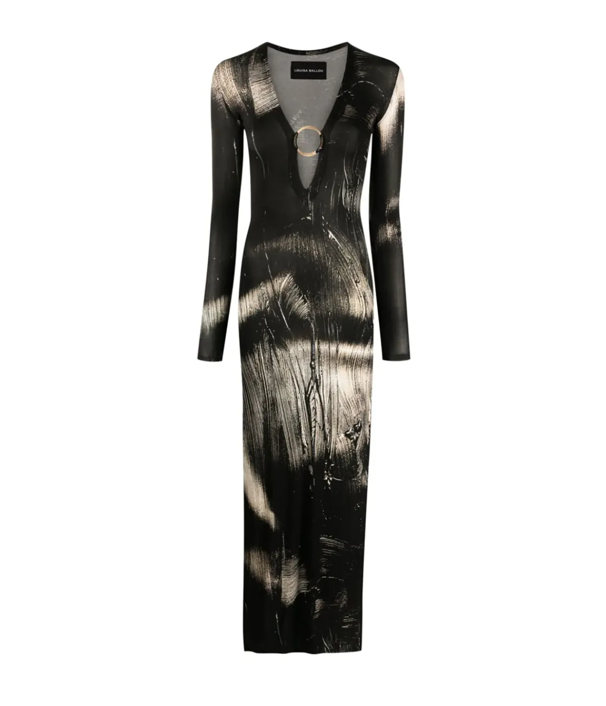 Louisa Ballou Long Sleeve Helios Dress in Painted Black Cheap