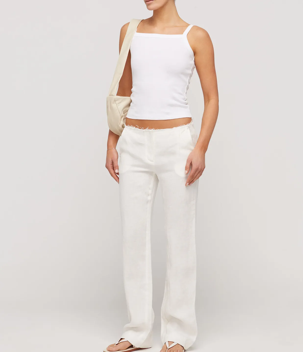 St Agni Low Waist Raw Edge Pants in Ivory Best Sale
