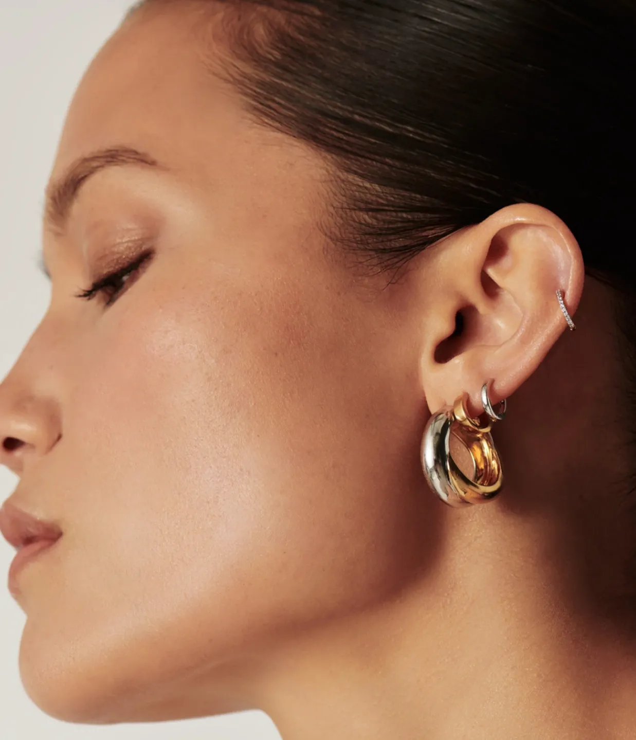 Missoma Lucy Williams X Chunky Entwine Hoop in Two Tone Gold and Silver Fashion