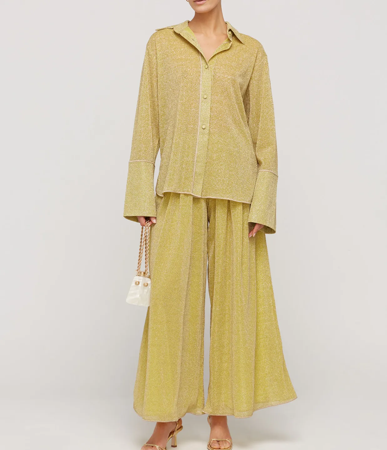 Oseree Lumiere Wide Leg Pants in Citron Cheap