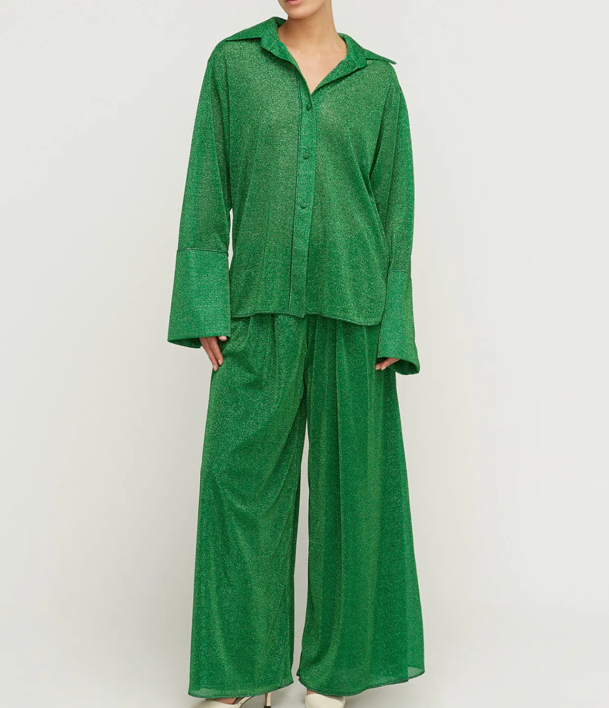 Oseree Lumiere Wide Leg Pants in Emerald Green Flash Sale