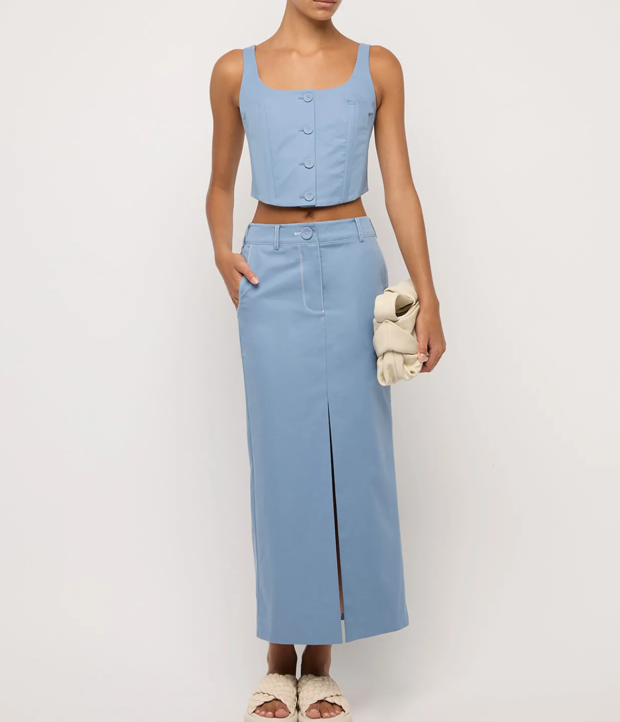 Anna Quan Mae Canvas Top in Dusty Blue Outlet