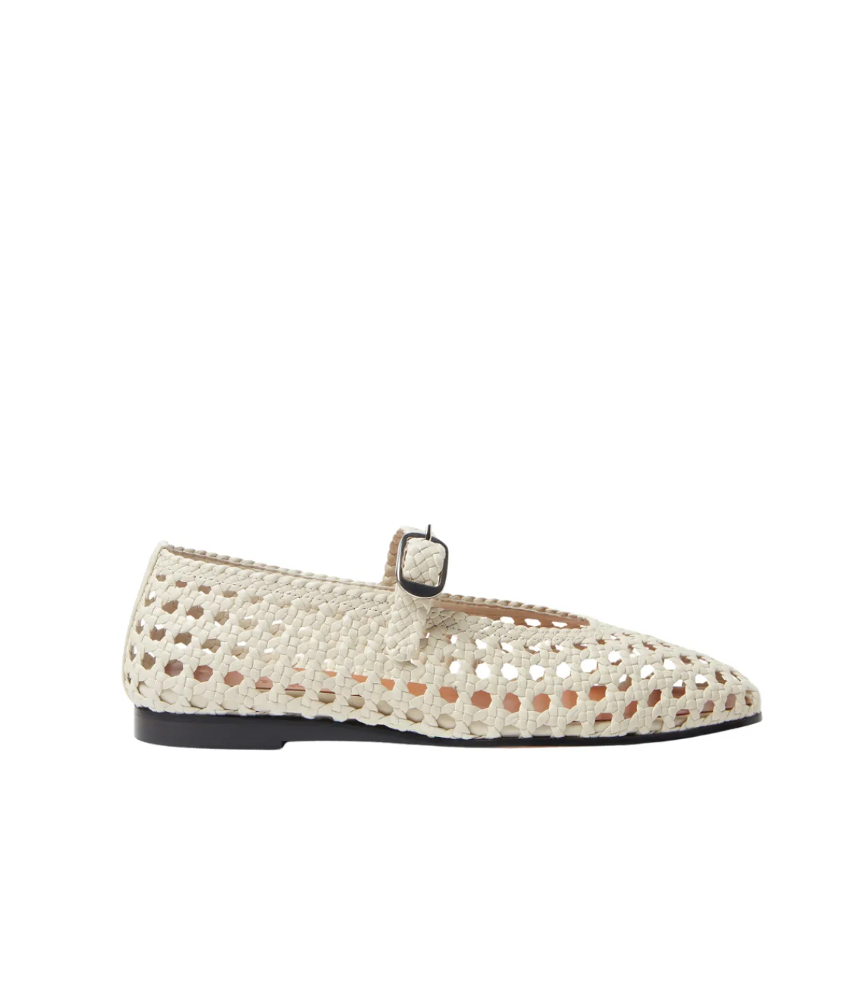 Le Monde Beryl Mary Jane Woven Flat in Ecru Cheap