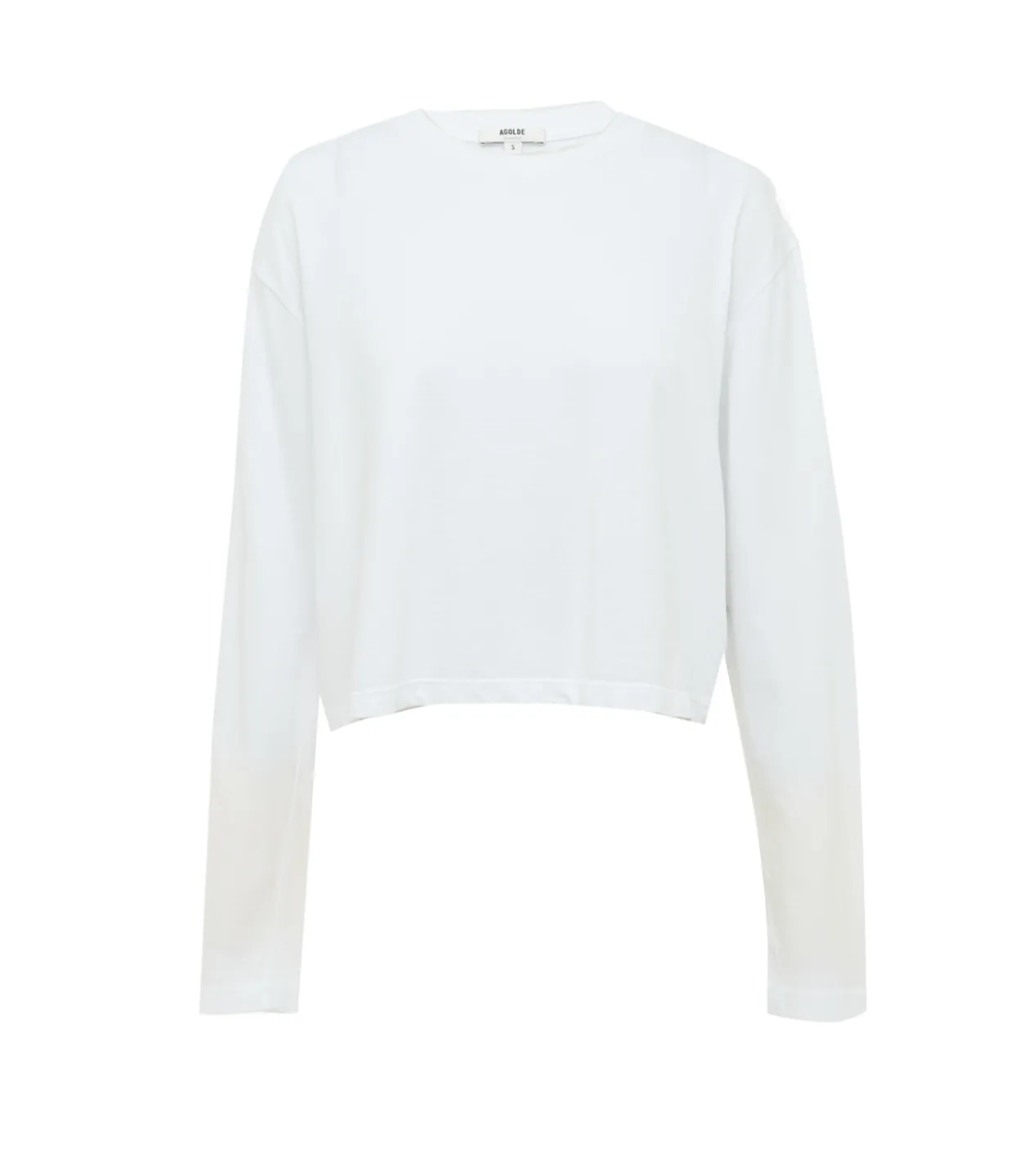 Agolde Mason Cropped Long Tee in White New