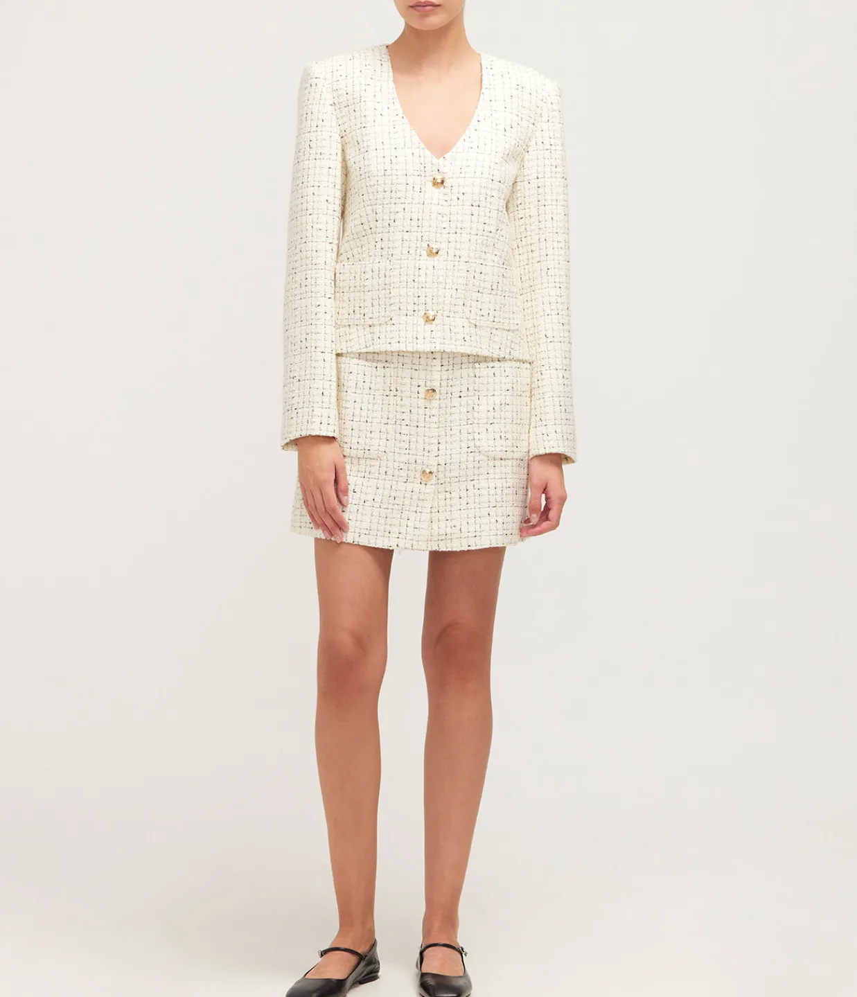 Anine Bing Mateo Skirt in Cream Tweed Outlet