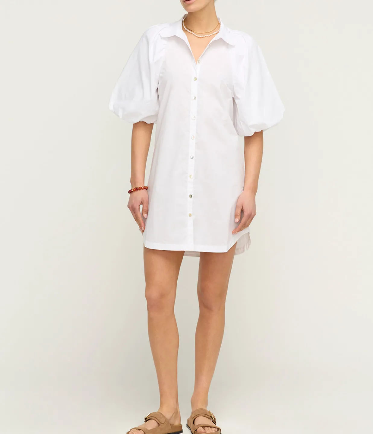 Bird and Knoll Maude Puff Sleeve Mini Dress in White Shop