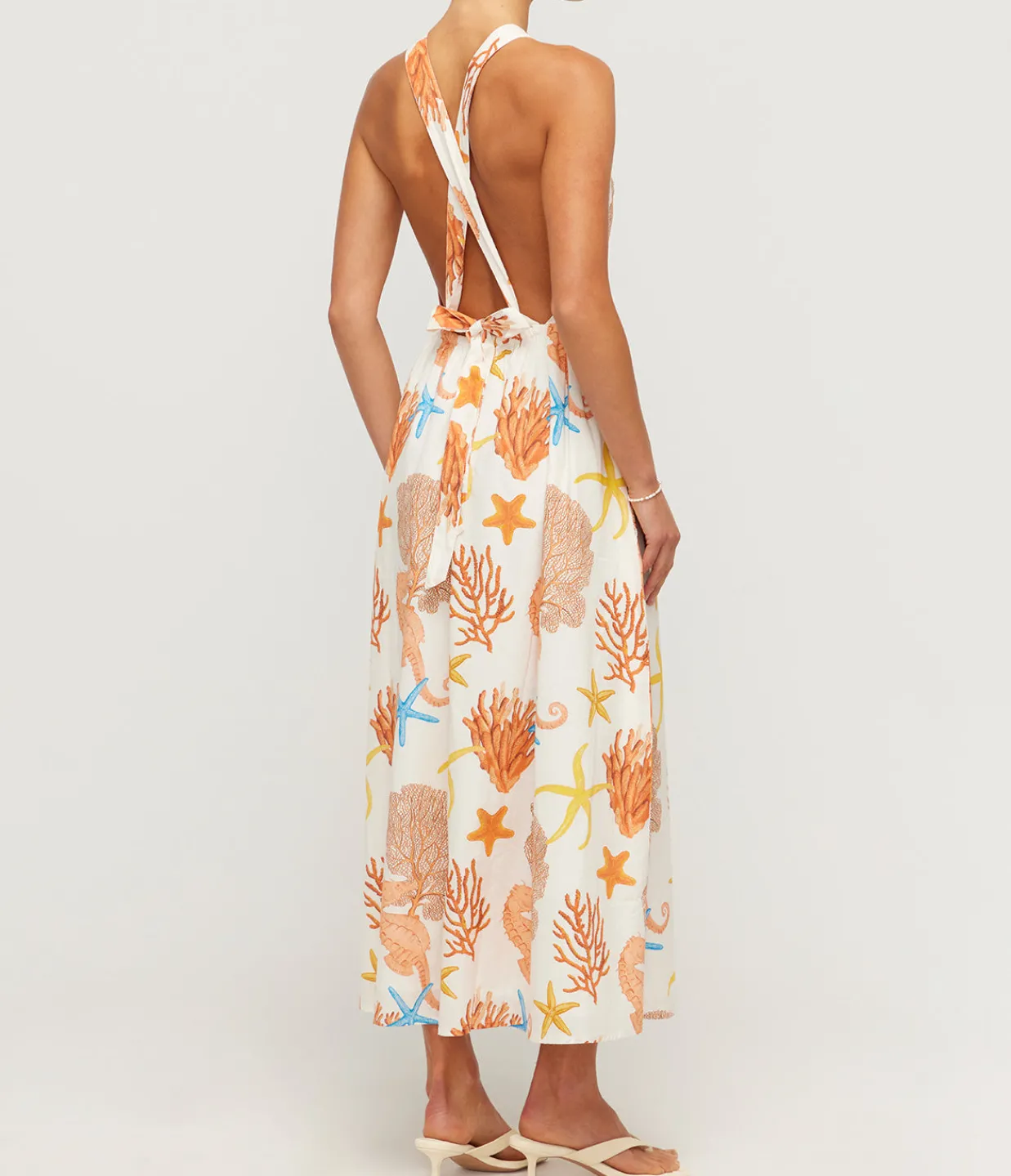 Palm Noosa Meridian High Neck Poplin Dress in Coral Best Sale