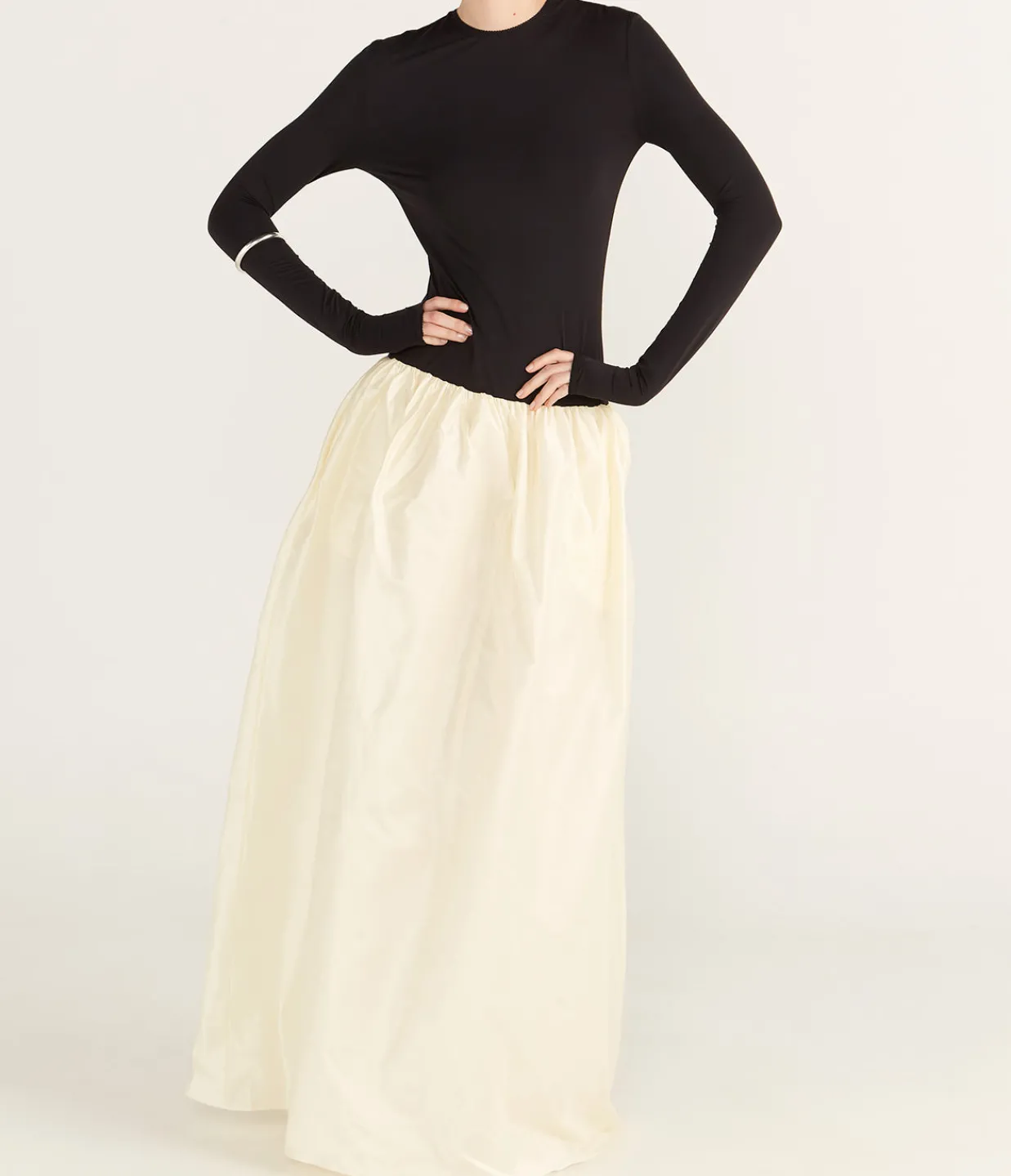 Anna October Meringue Maxi Dress in Black and Ivory Discount