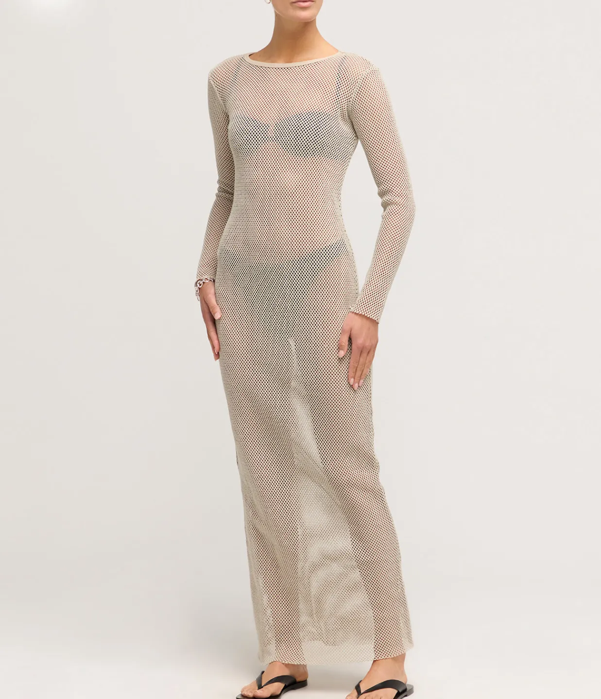 St Agni Mesh Long Sleeve Dress in Aloe Outlet