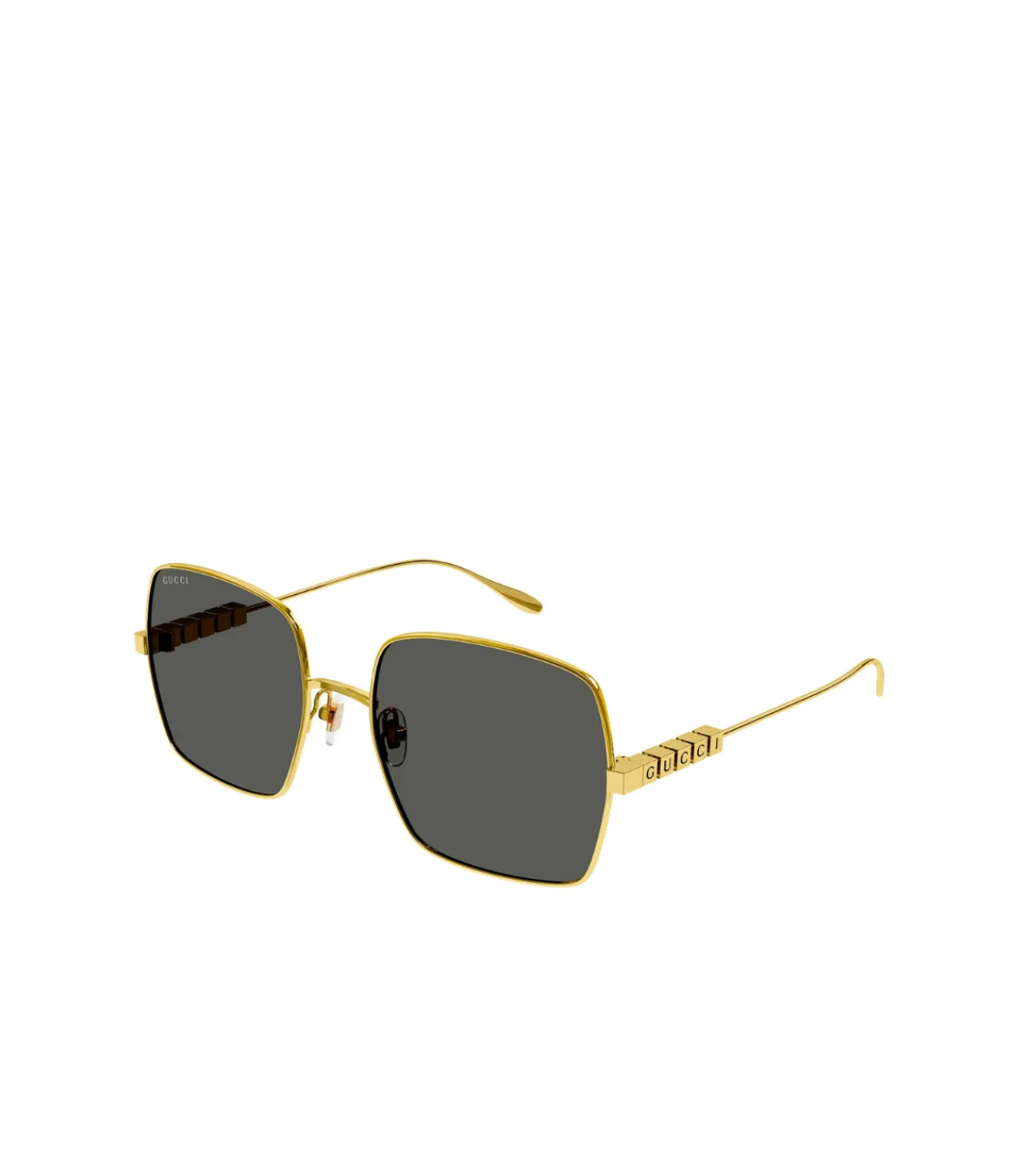 Gucci Metal Cube Rectangle Sunglasses in Gold Clearance